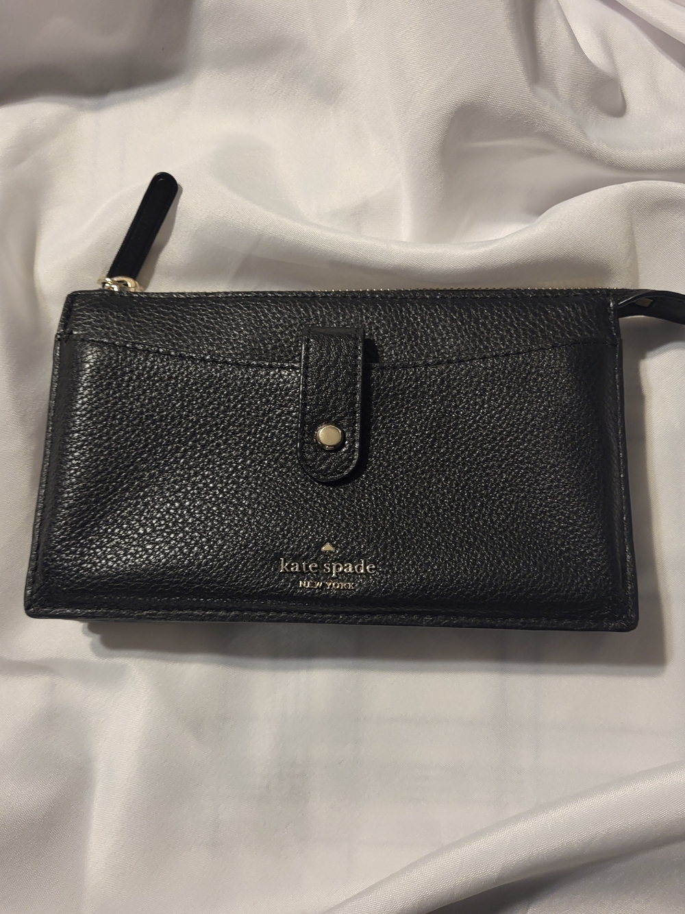 kate spade Leila Black Pebbled Leather Crossbody Clutch Snap Pocket **No Strap**